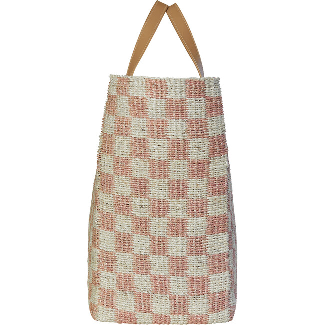 Tropical Check Beach Tote, Pink - Bags - 3