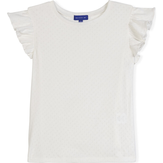 Mary Ruffle Top, White