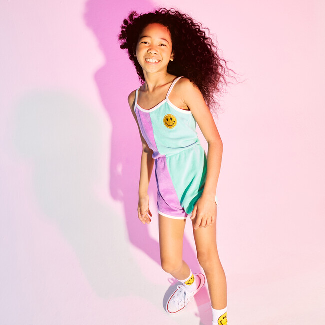 Debbie  Colorblock Romper, Purple & Teal - Rompers - 2