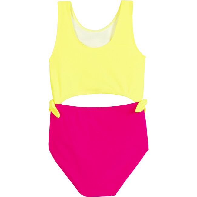 Brooke Cut Out Swimsuit, Neon Yellow & Pink - One Pieces - 3
