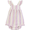 Baby Kenza Romper, Pink Multi Stripe - Rompers - 1 - thumbnail