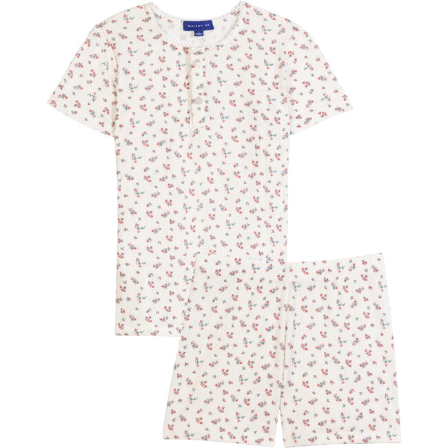 Ama Short Sleeve Pajama Set, Ditsy Floral - Pajamas - 1