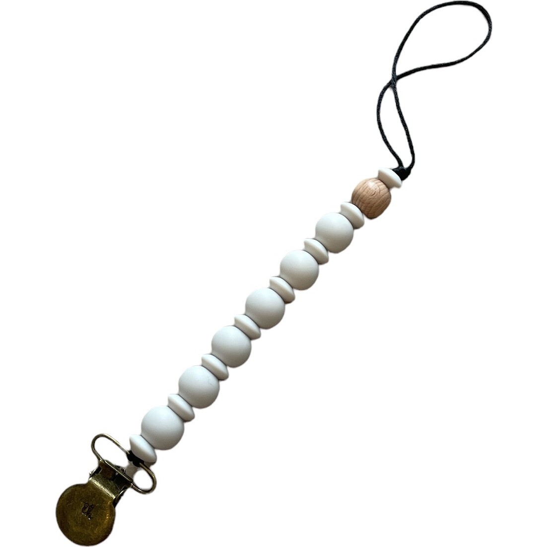 Grande Eden Pacifier & Toy Clip, White Sand - Pacifiers - 1