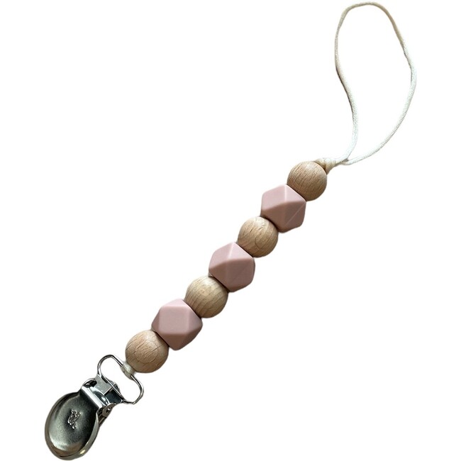 Petite Maya Pacifier & Toy Clip, Silver Pink
