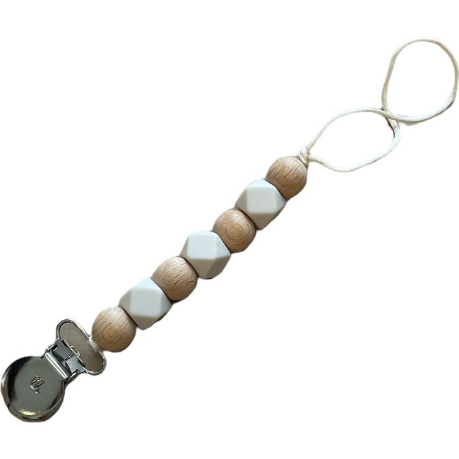 Petite Maya Pacifier & Toy Clip, White Sand