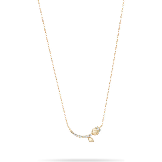 Women's Rosebud Tiny Diamond Curve Necklace