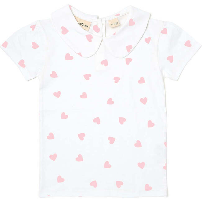 Short Sleeved Peter Pan T Shirt, Pink Heart