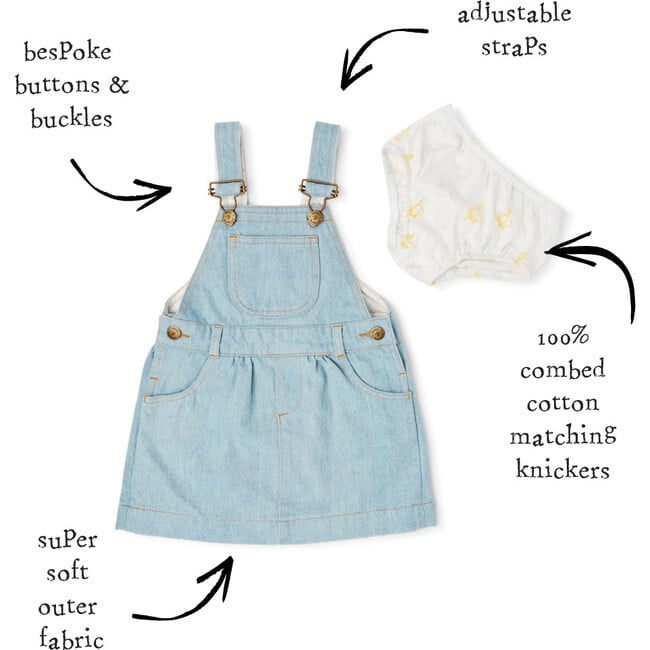 Pinafore Dress, Denim Unicorn - Dresses - 4