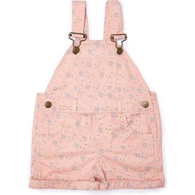 Floral Overall Shorts, Pink