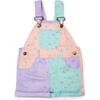 Floral Denim Overall Shorts, Patchwork - Overalls - 1 - thumbnail