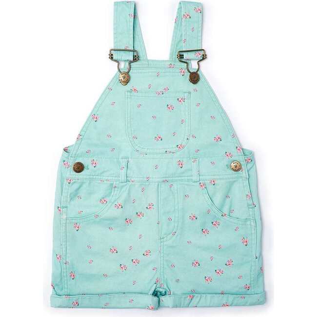 Floral Overall Shorts, Mint