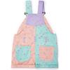 Floral Denim Overall Shorts, Patchwork - Overalls - 2
