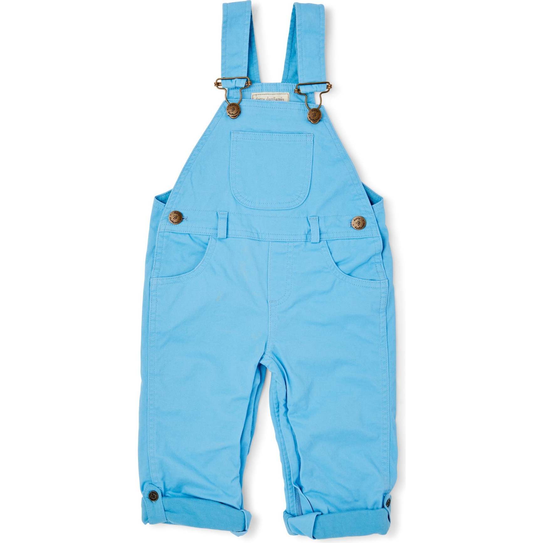 Denim Overalls, Sky Blue - Dotty Dungarees Pants