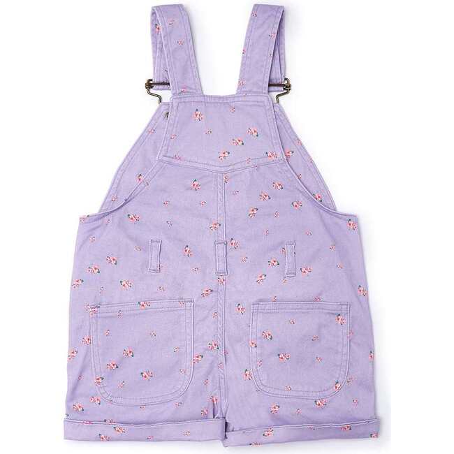 Floral Overall Shorts, Lilac - Overalls - 3