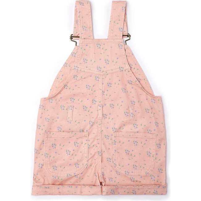 Floral Overall Shorts, Pink - Overalls - 3