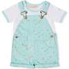 Floral Overall Shorts, Mint - Overalls - 3