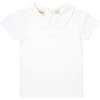 Short Sleeved Peter Pan T Shirt, White - Blouses - 1 - thumbnail