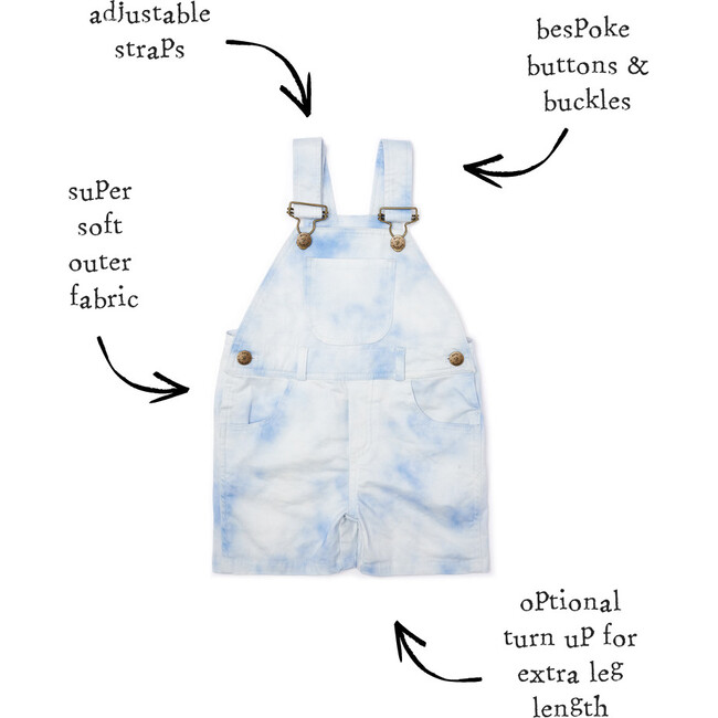 Tie Dye Shorts, Blue - Overalls - 6