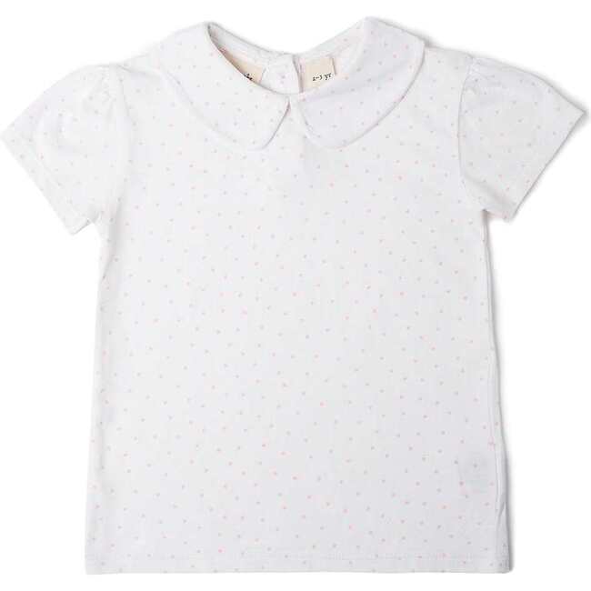 Short Sleeved Peter Pan T Shirt, Pink Spot