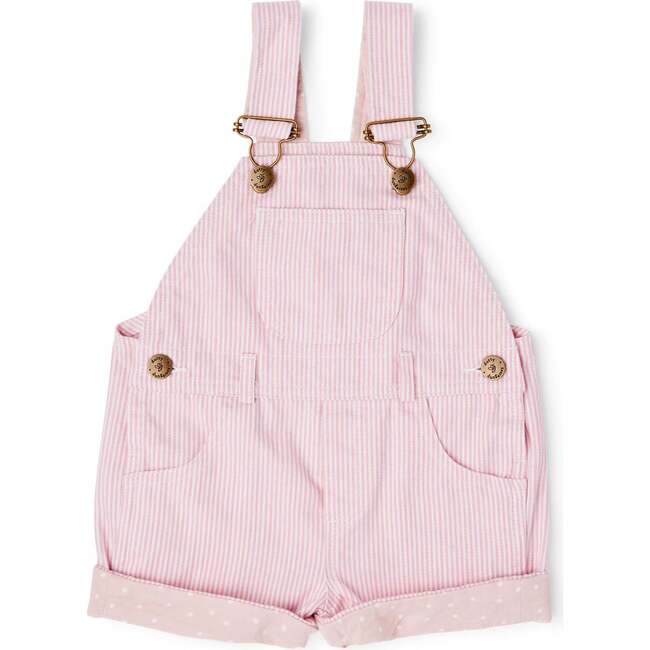 Stripe Overall Shorts, Classic Pink