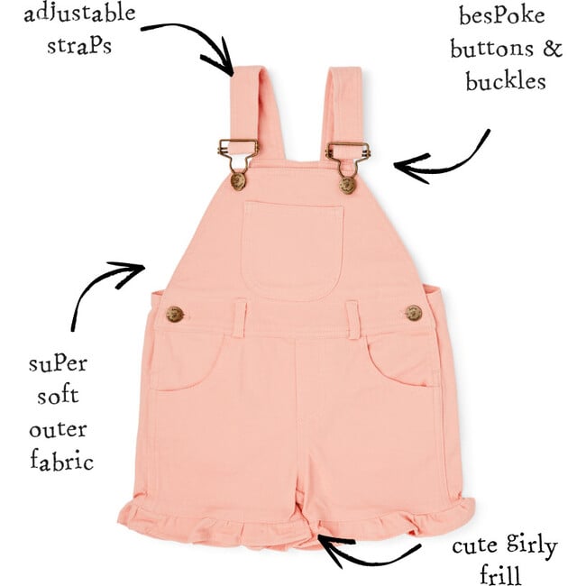 Frill Overall Shorts, Pink - Shorts - 6