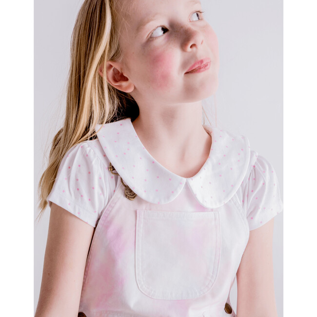 Short Sleeved Peter Pan T Shirt, Pink Spot