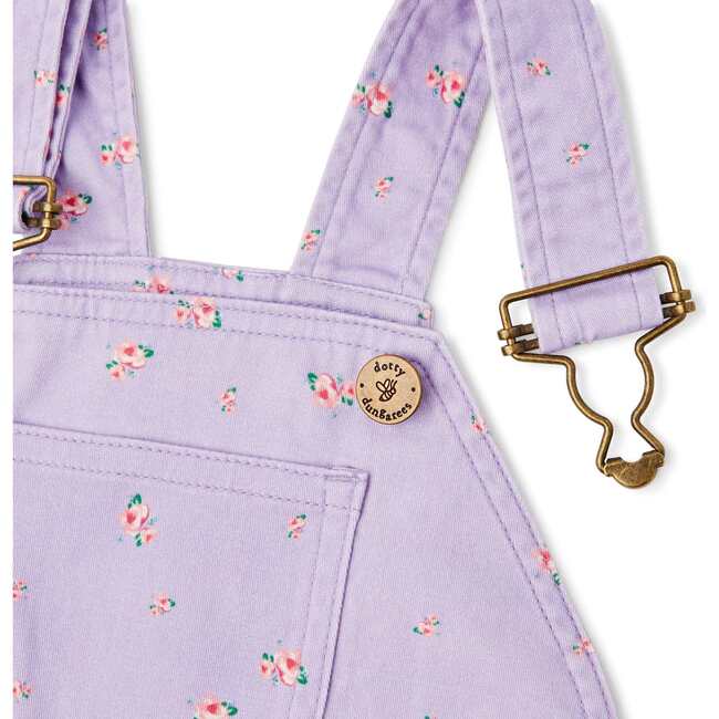 Floral Overall Shorts, Lilac - Overalls - 6