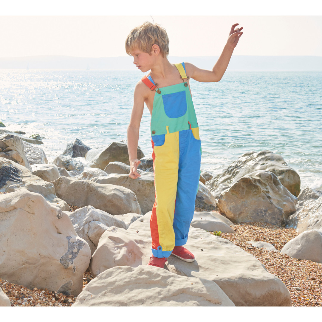 Primary Colorblock Overalls, Dotty - Maisonette Dungarees Rompers |