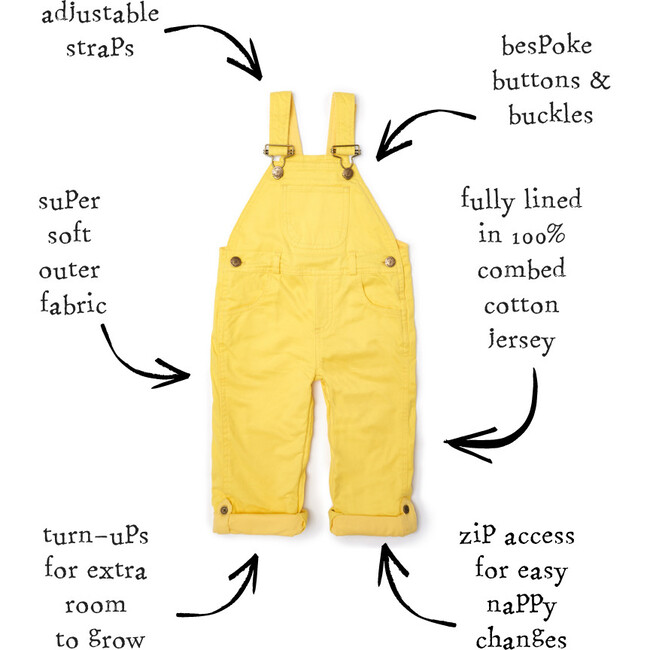Denim Overalls, Sunshine Yellow - Overalls - 6