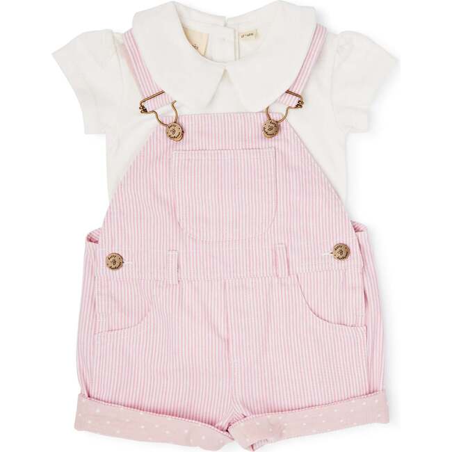 Stripe Overall Shorts, Classic Pink - Overalls - 3