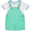 Denim Overall Shorts, Green - Overalls - 4