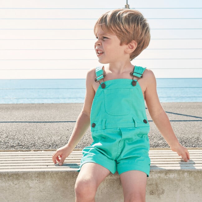 Denim Overall Shorts, Green - Overalls - 5