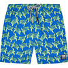 Men's Turtle Swim Shorts, Blue and Lime - Swim Trunks - 1 - thumbnail