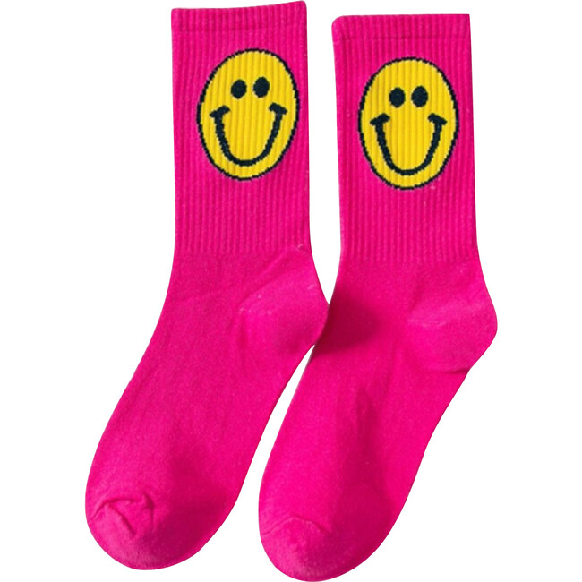 Smiley Face Sock, Hot Pink