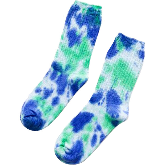 Tie Dye Sock, Green and Blue - Socks - 1