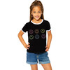 Neon Smiley Faces Ringer Tee, White & Black - T-Shirts - 2 - thumbnail