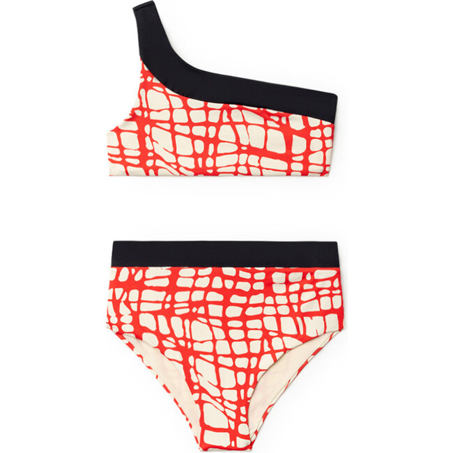 Mod Bikini, Cream with Red lines