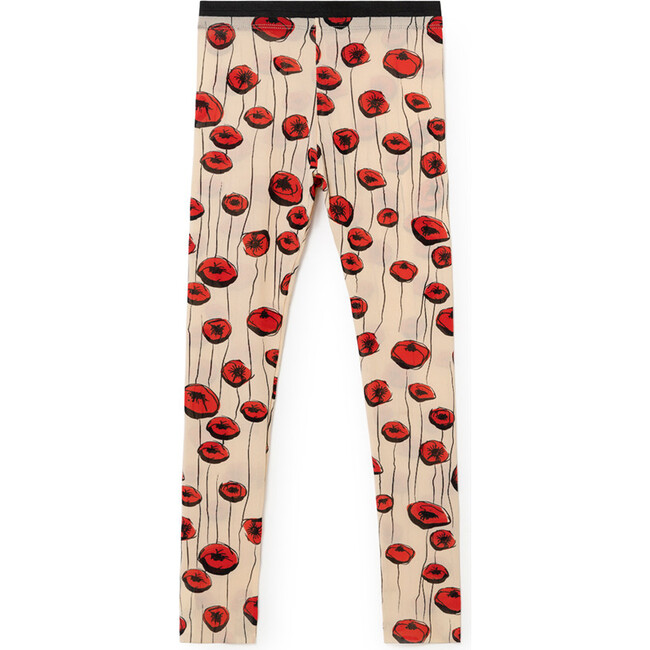 Chelsea Leggings, Cream & Red Flowers - Pants - 1