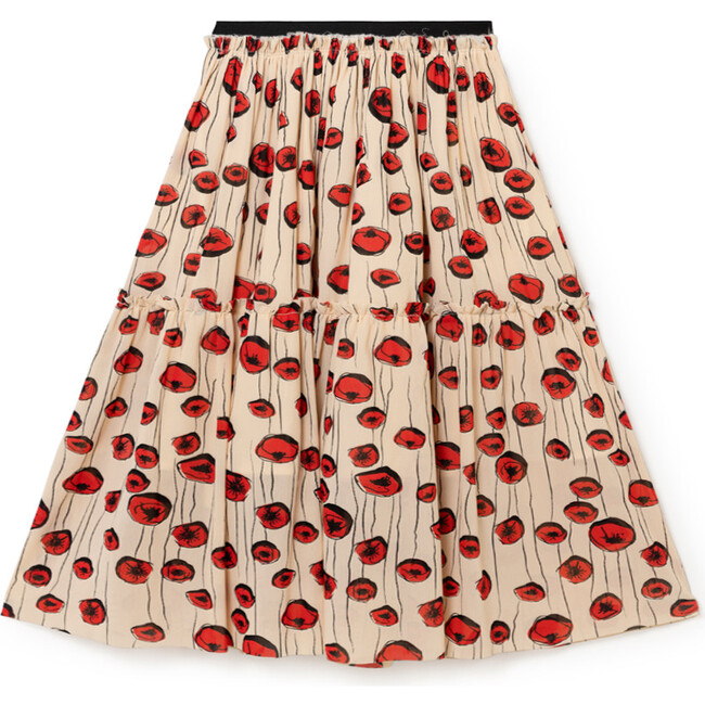 Chelsea Skirt, Cream & Red Flowers