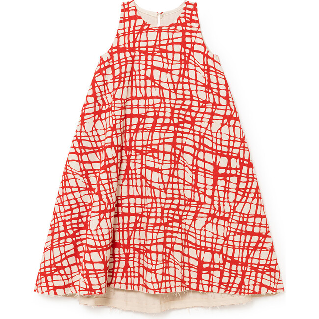 Mod Dress, Cream with Red lines