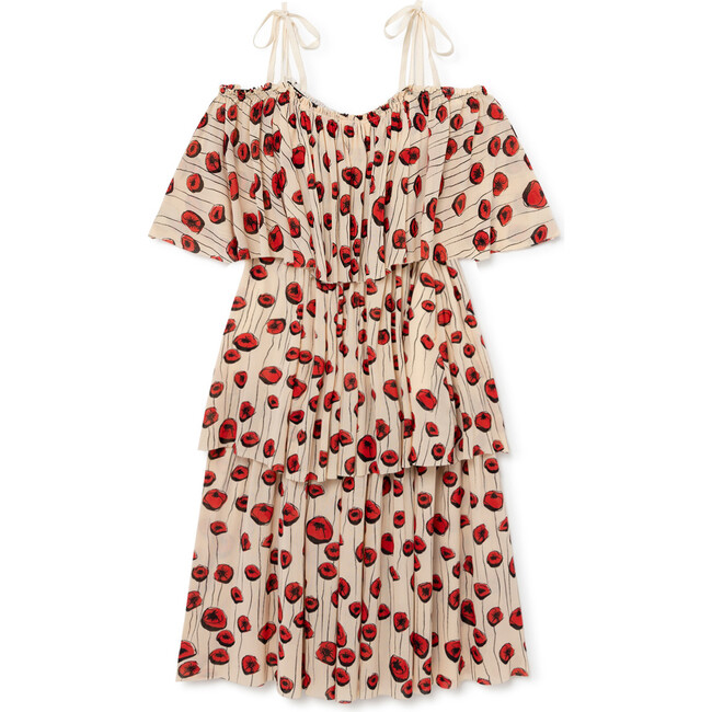 Chelsea Dress, Cream & Red Flowers - Dresses - 1