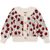Chelsea Knit Cardigan, Cream & Red Flowers - Cardigans - 1 - thumbnail