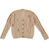 Wild Flower Knit Cardigan, Beige - Cardigans - 1 - thumbnail