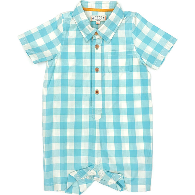 Oscar Romper, Turquoise - Rompers - 1