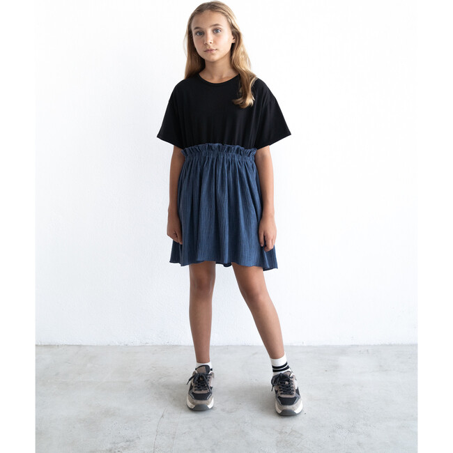 Mixed Fabric Muslin Dress, Multi