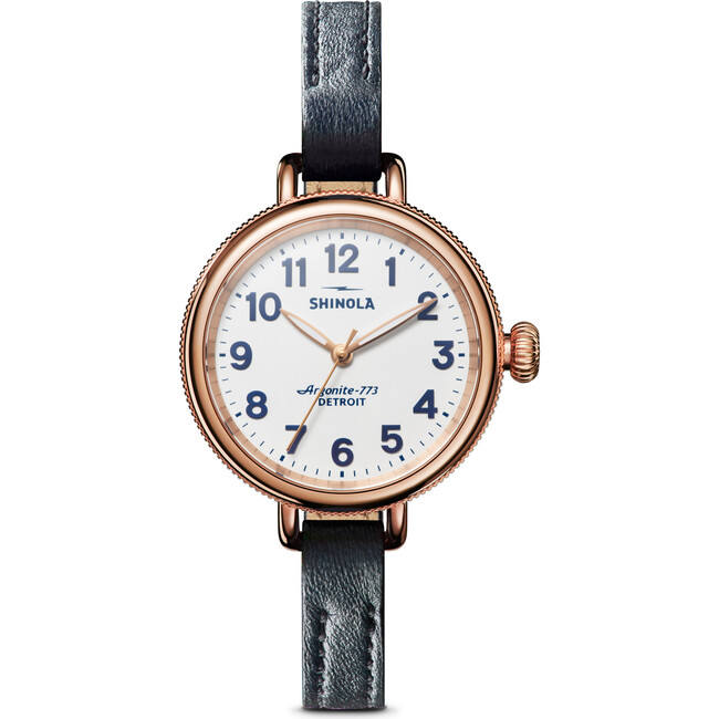 The Women's Birdy 34MM Watch, Navy Leather Strap