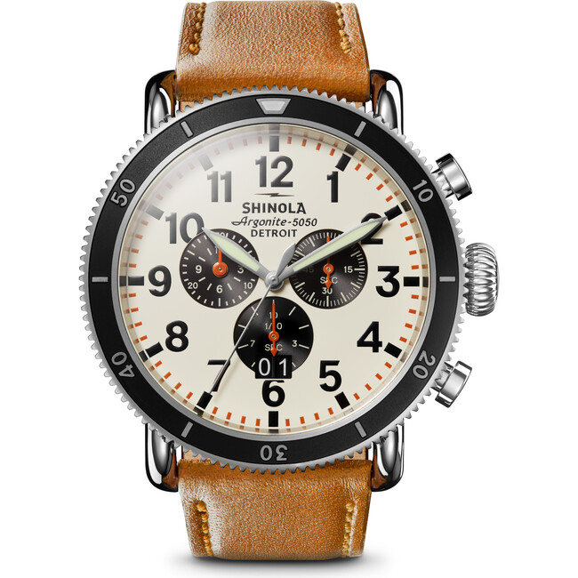 The Men's Runwell Sport 48MM Watch, Bourbon Leather - Watches - 1