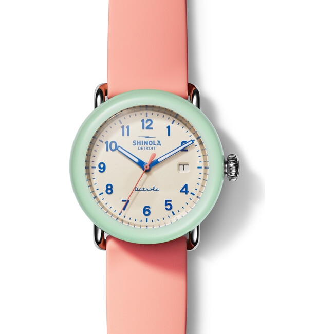 The Detrola 38MM Watch, Petal Pink Silicone Strap