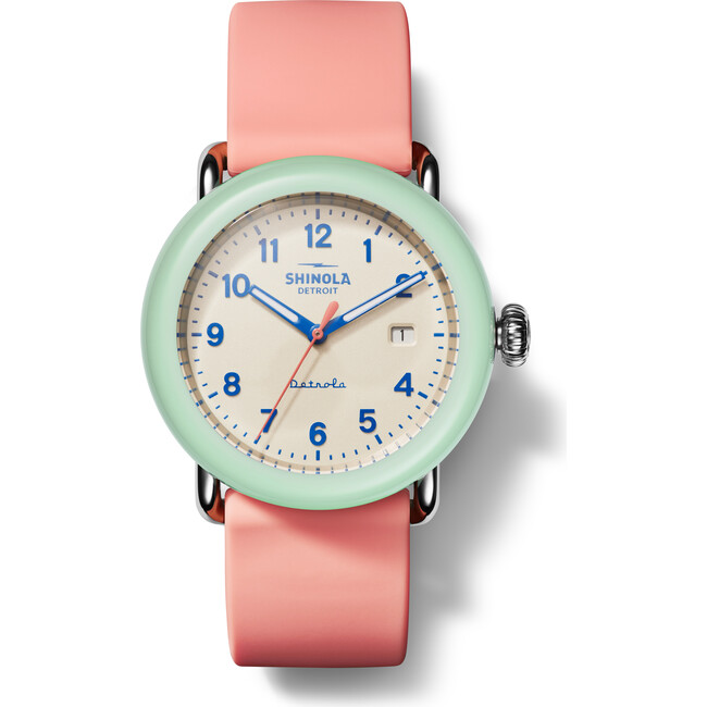 The Detrola 38MM Watch, Petal Pink Silicone Strap