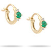 Women's Emeralds + Diamond Trio Huggie Hoops - Earrings - 1 - thumbnail